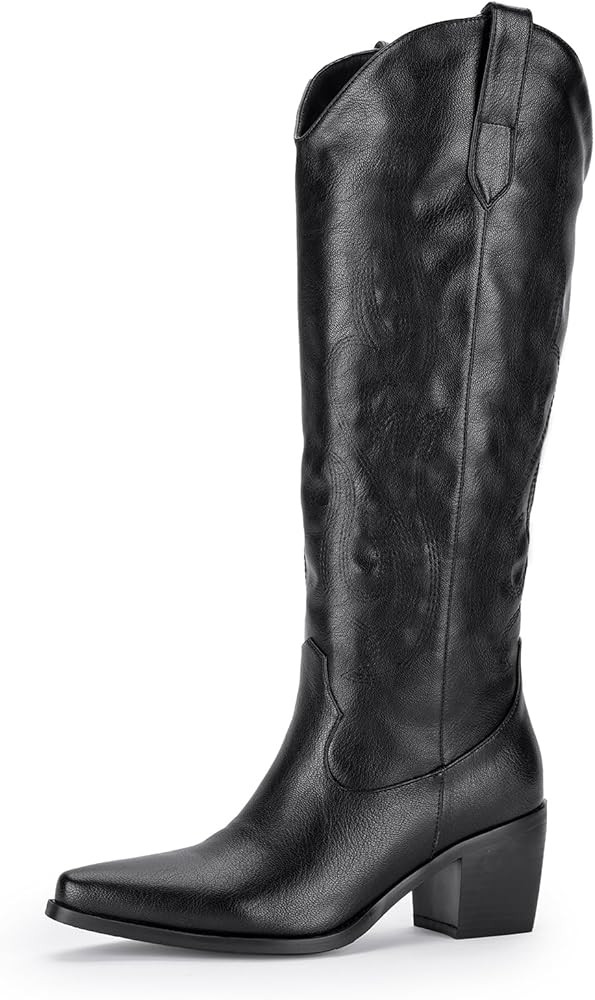 Pasuot Western Cowboy Boots for Women - Knee High Wide Calf Cowgirl Boots with Classic Embroidere... | Amazon (US)