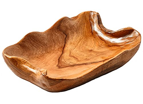 Wavy Live Edge Wooden Bowls for Decor | 12" Large Vintage Natural Root Wood Hand Carved Decorative W | Amazon (US)