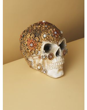 10in Resin Jeweled Skull Decor | Seasonal Decor | HomeGoods | HomeGoods