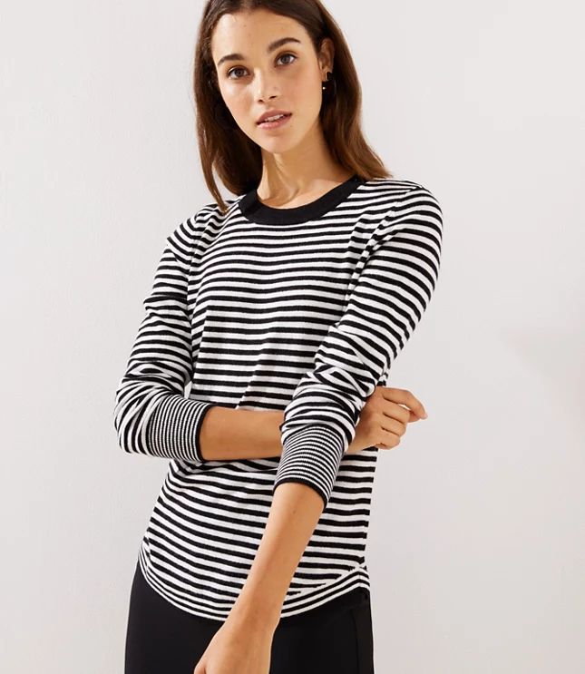 Striped Shirttail Sweater | LOFT | LOFT