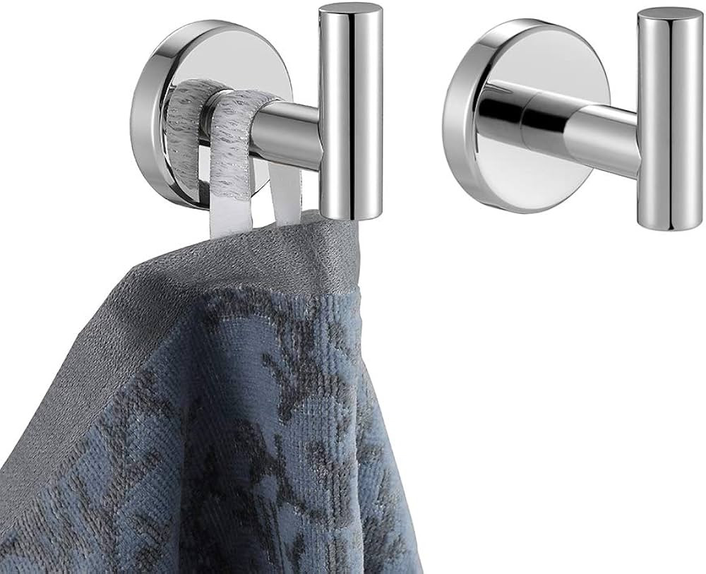 JQK Chrome Bathroom Towel Hook, 304 Stainless Steel Coat Robe Clothes Hook for Bathroom Kitchen G... | Amazon (CA)