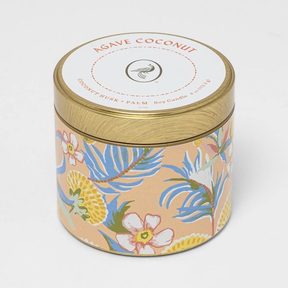 4oz Mini Patterned Tin Agave Coconut Candle - Opalhouse™ | Target