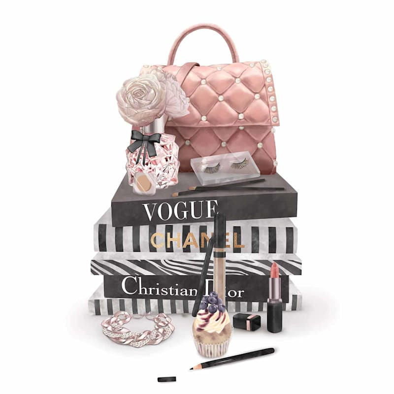 Designer Bookstack with Bag Canvas Wall Art, 12x16 | At Home