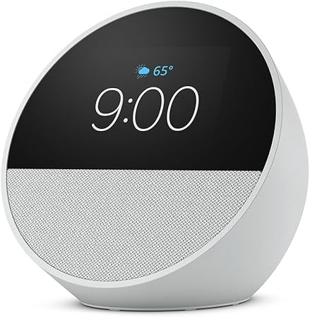 All-new Amazon Echo Spot (2024 release), Smart alarm clock with vibrant sound + Alexa, Glacier Wh... | Amazon (US)