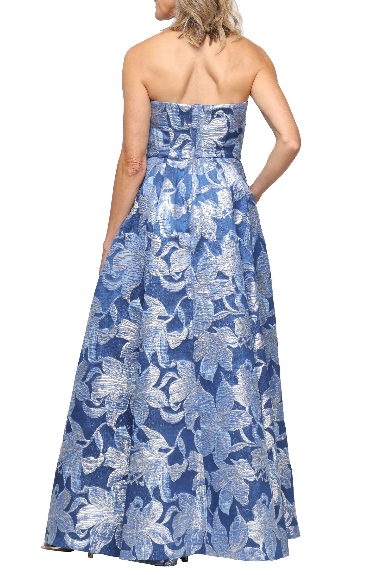Strapless Floral Jacquard Gown | Nordstrom