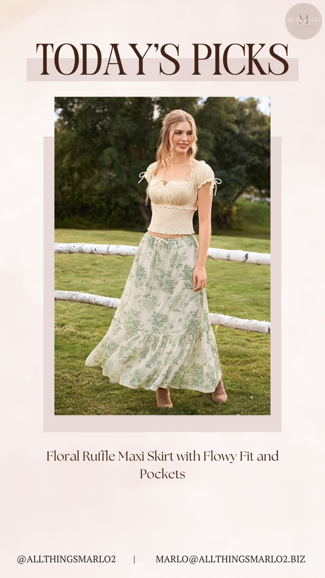 Floral Ruffle Maxi Skirt with Flowy Fit and Pockets 

 #LTKSeasonal #LTKWorkwear #LTKTravel