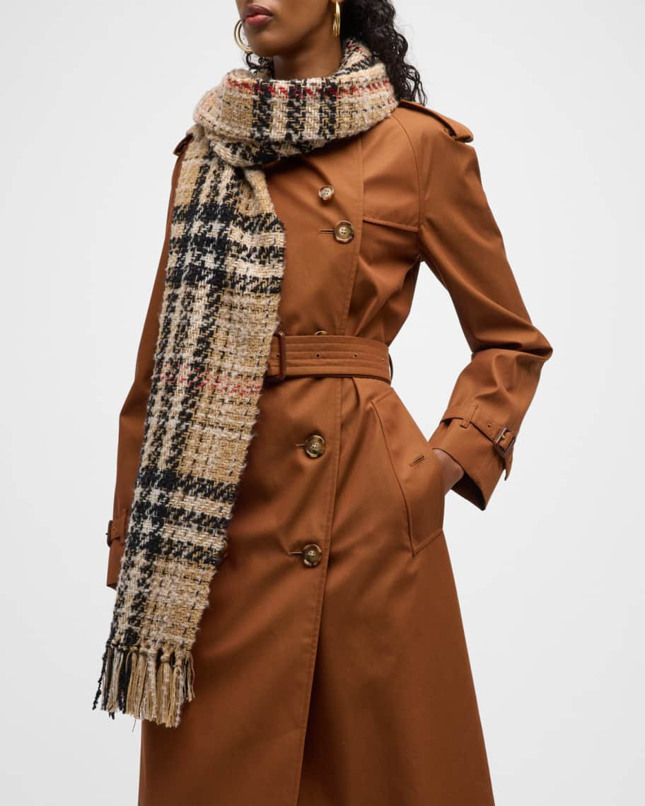 Burberry Giant Check Cashmere-Blend Tweed Scarf | Neiman Marcus