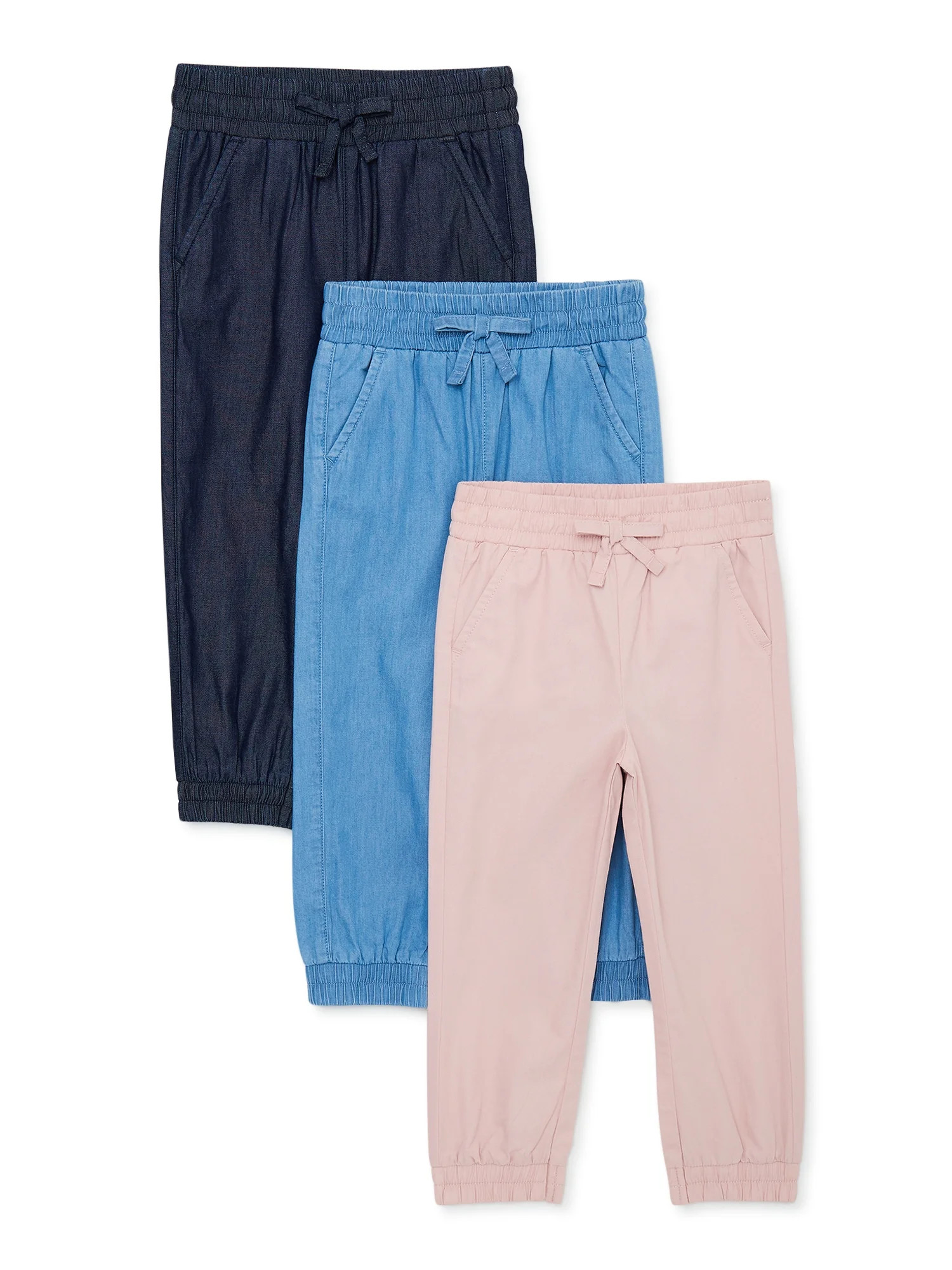 Garanimals Baby and Toddler Girls Woven Joggers, 3-Pack, Sizes 12M-5T - Walmart.com | Walmart (US)