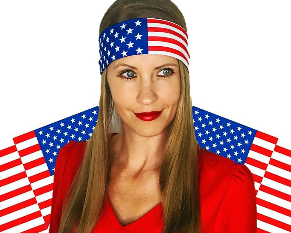 Red White and Blue Patriotic American Flag Tie Headband USA (Red White and Blue Stars and Stripes... | Amazon (US)