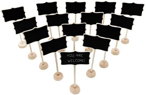 15 Pack Wood Mini Chalkboard Signs with Support Easels, Place Cards, Small Rectangle Chalkboards Bla | Amazon (US)