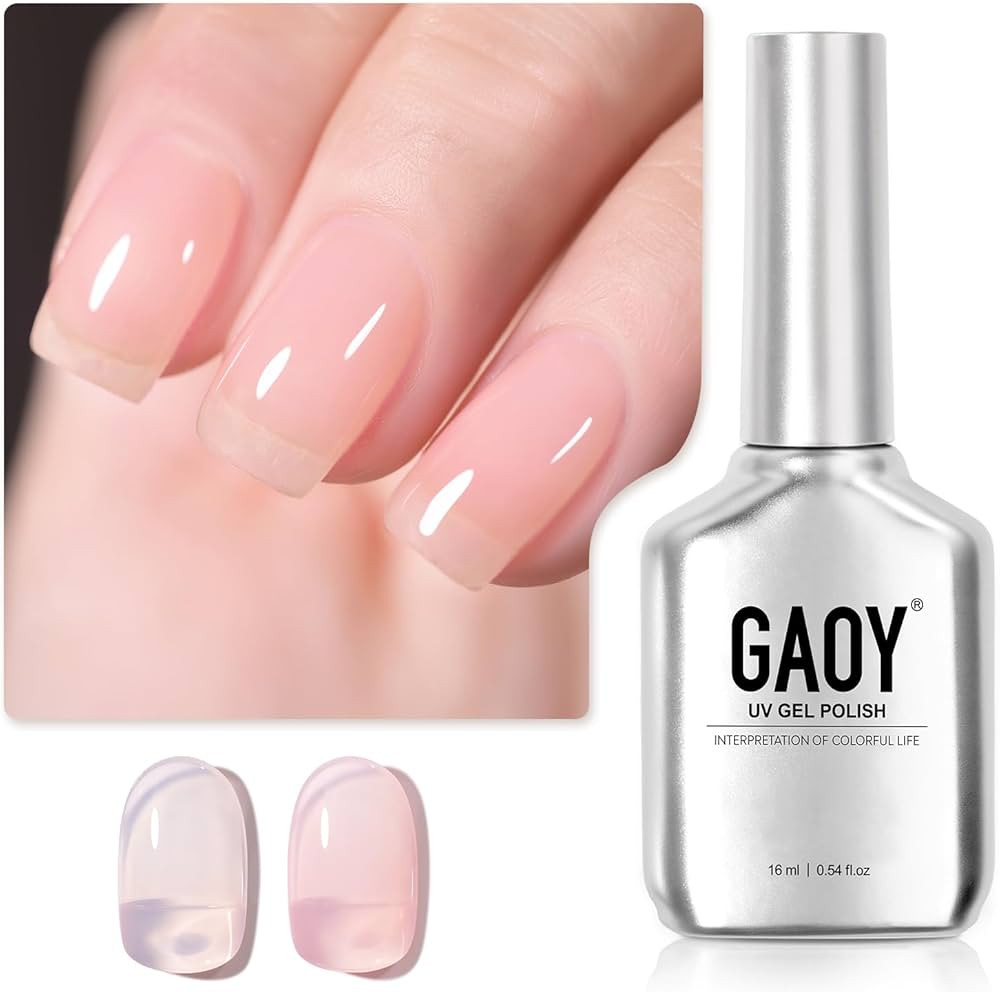 GAOY Jelly Nude Gel Nail Polish, 16ml Sheer Milky Pink Translucent Soak Off Gel Polish, ... | Amazon (US)