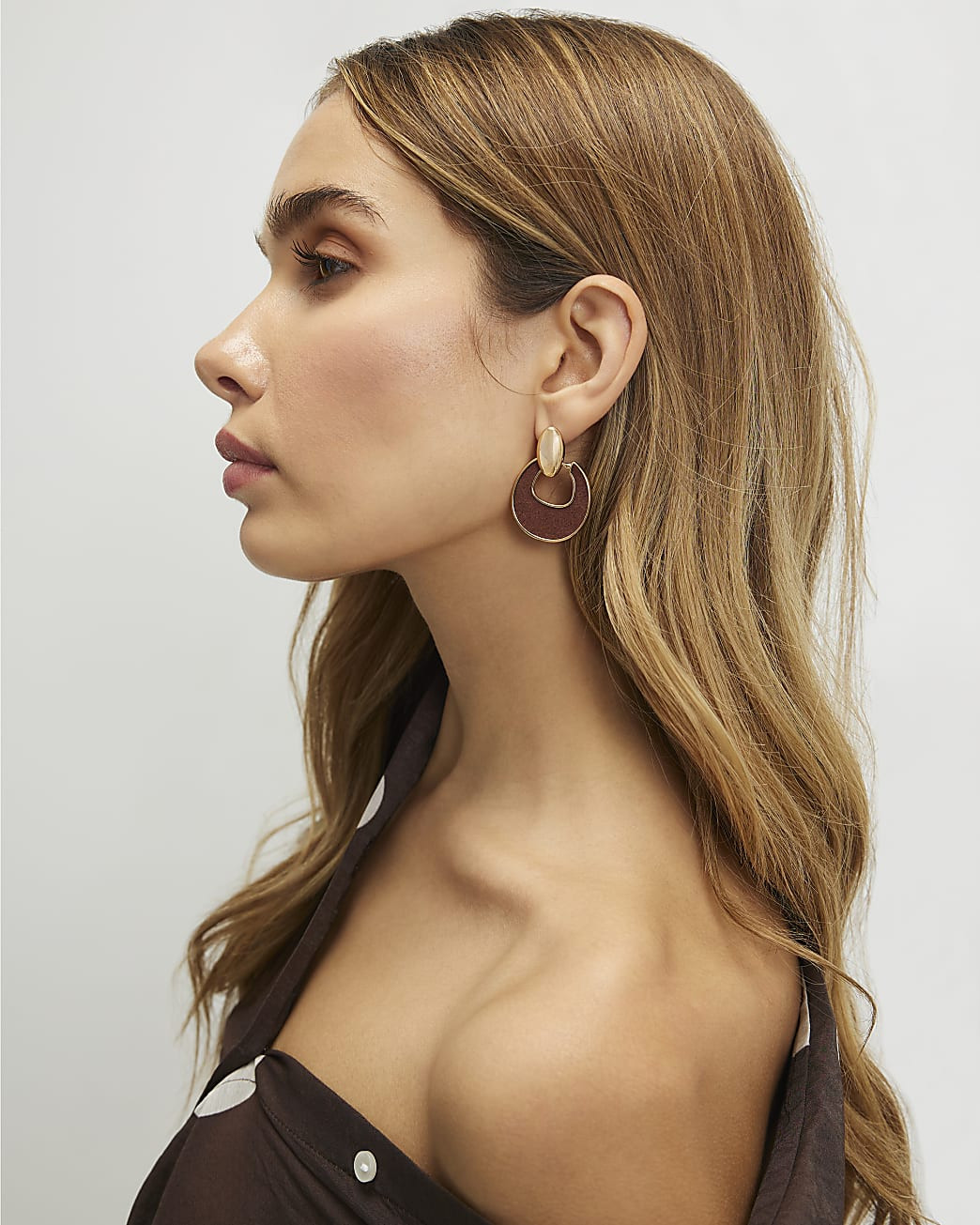 Brown Door Knocker Earrings | River Island UK & IE