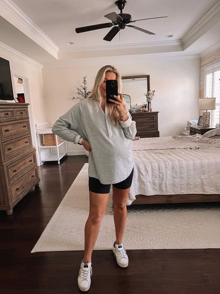 Maternity top (from Bae the Label) paired with the Lululemon Align biker shorts — my pregnancy go-to outfit! Wearing my true size 6 (small) in these & they’ve lasted me all through pregnancy bc so stretchy & comfortable! 

Bump fashion | casual bump style | maternity fashion | biker shorts outfit | golden goose sneakers outfit 

#LTKbump #LTKunder100 #LTKstyletip