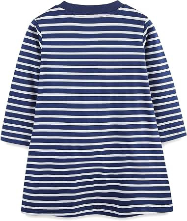 Amazon.com: Hongshilian Little Girls Cotton Casual Dress Cartoon Appliques Fall Clothes Basic Jer... | Amazon (US)