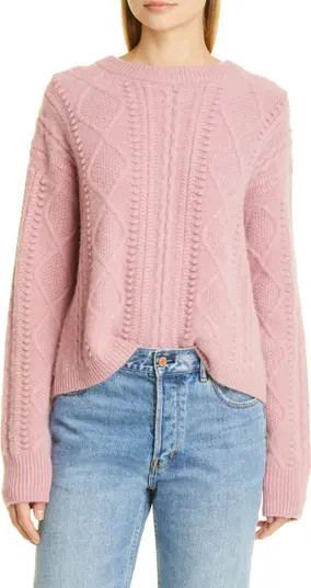 Cable Stick Crewneck Cashmere Sweater | Nordstrom