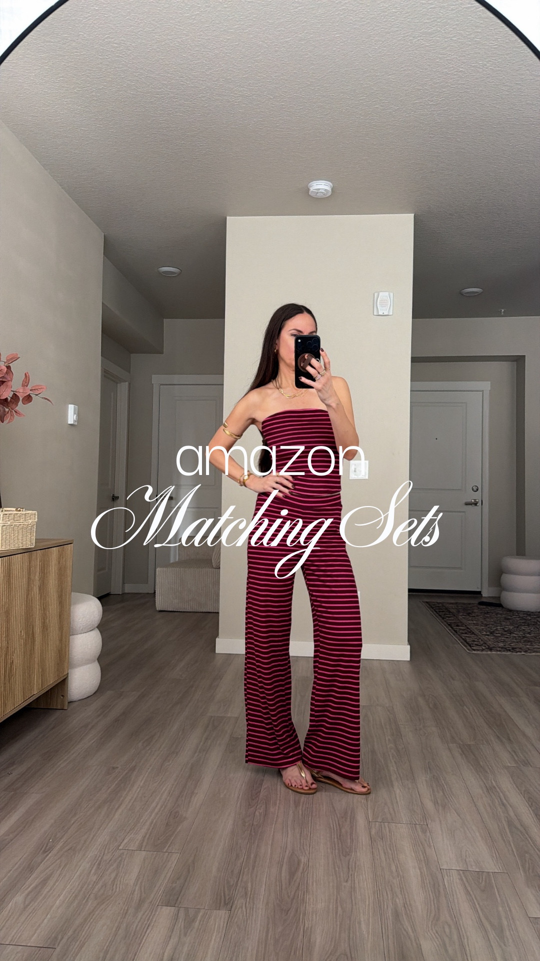 5'7 wearing small.  also tips comes in plan black if you do not enjoy the stripes.  i like the pants for lounging at home. lightweight and cute #matchingset #amazonfashion #stripedset