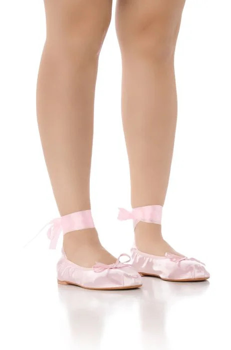 AZALEA WANG BALLET TIE PINK FLAT | AKIRA