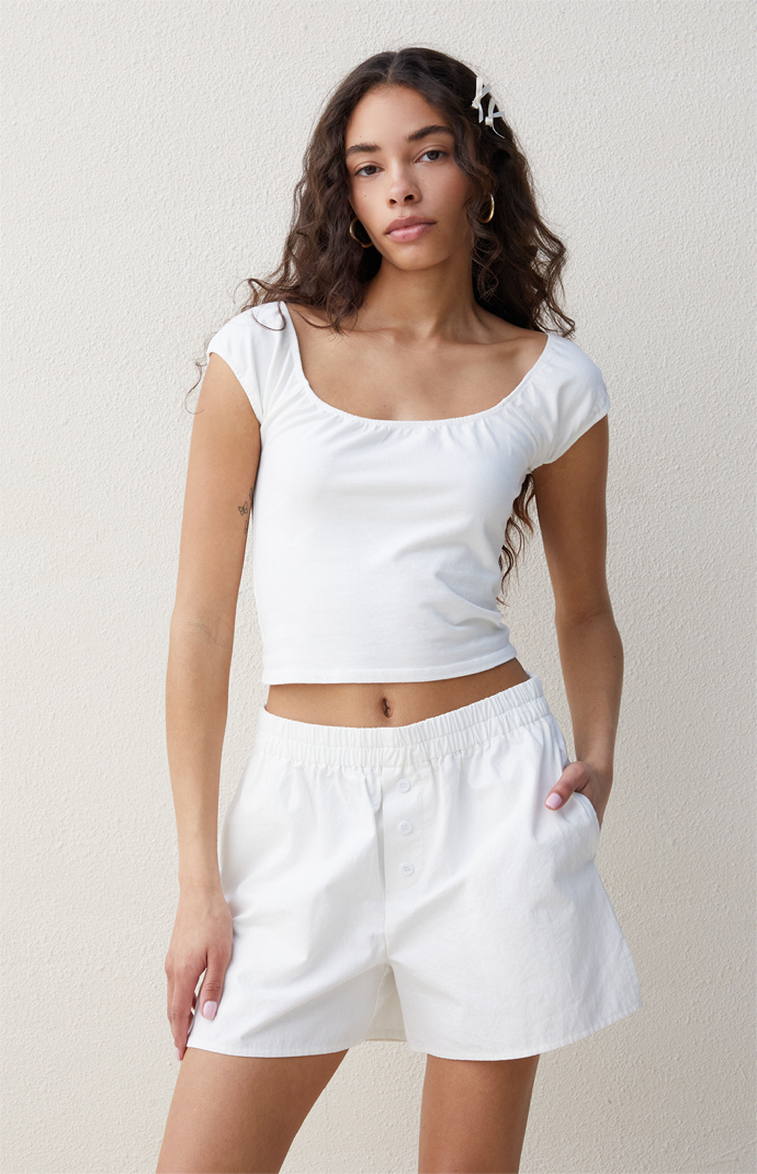 Beverly and Beck White Boxer Shorts | PacSun