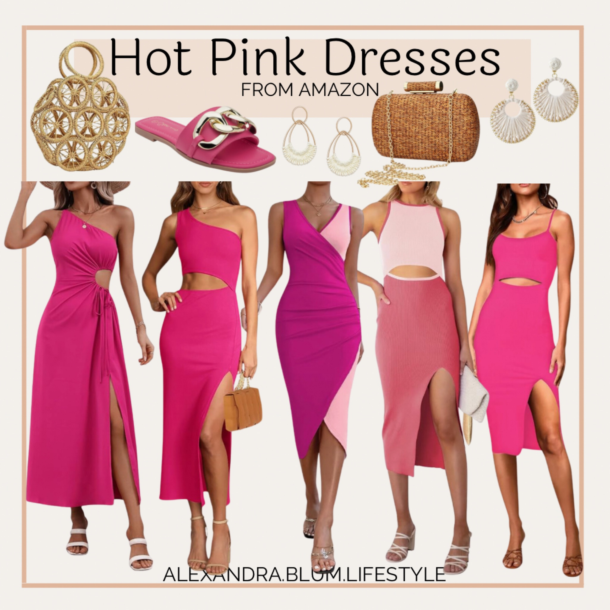 amazon hot pink dress Dresses For Women Polka Dot Amazon Skater Dress