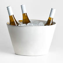 Marin White Ceramic Champagne Bucket + Reviews | Crate & Barrel | Crate & Barrel