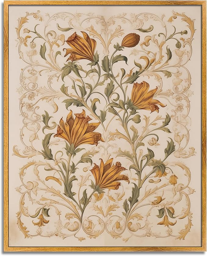 William Morris Flower Wall Art Mid Century Modern Art Framed Aesthetic Floral Botanical Poster Vi... | Amazon (US)