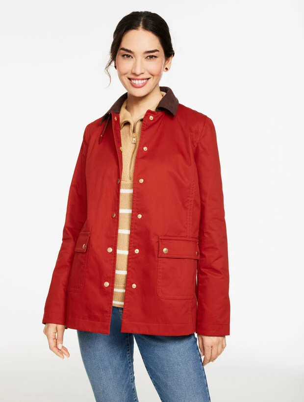 Coated Cotton Barn Jacket | Talbots
