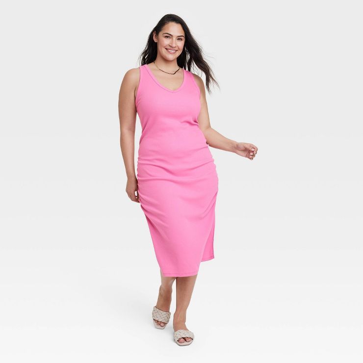 Women's Rib Knit Side Ruched Bodycon Dress - A New Day™ | Target