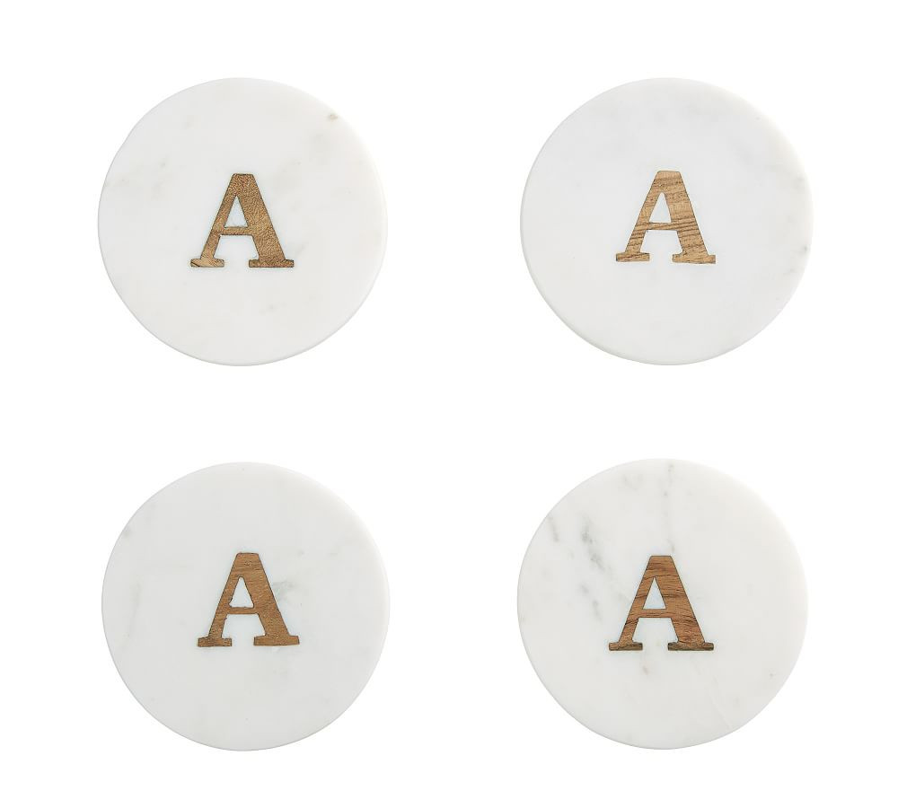 Handmade Alphabet Marble & Wood Coasters - Set of 4 | Pottery Barn (US)