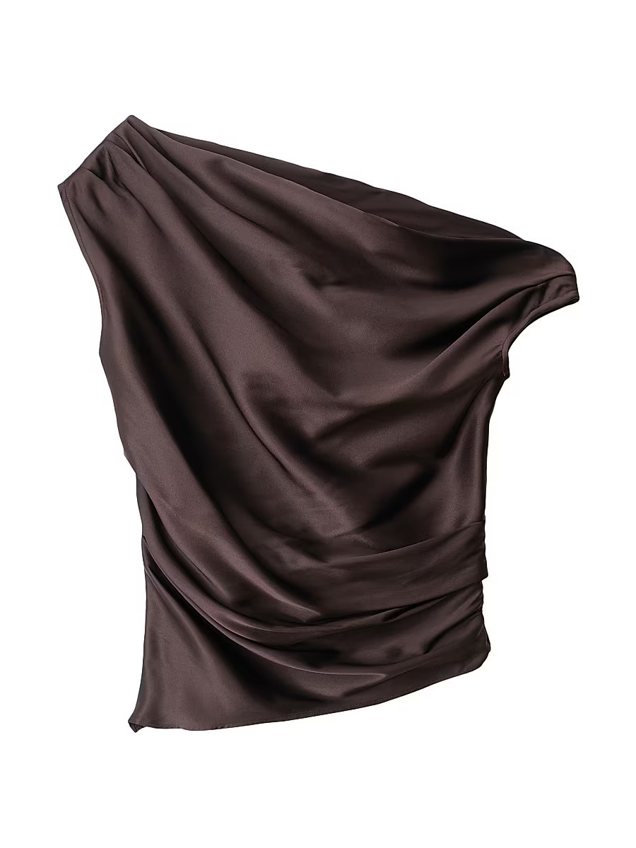 Women's Phare Stretch-Silk One-Shoulder Top - Earth - Size 0 | Saks Fifth Avenue