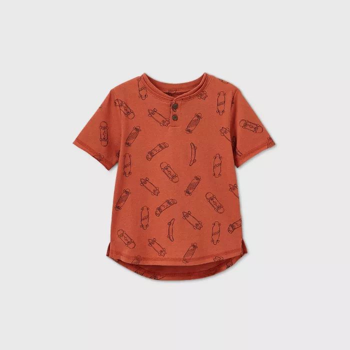 Toddler Boys' Short Sleeve Skateboard Henley T-Shirt - art class™ Rust Orange | Target