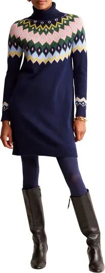 Edith Fair Isle Long Sleeve Turtleneck Wool & Alpaca Blend Sweater Dress | Nordstrom