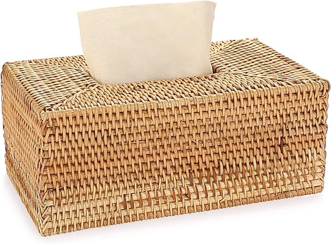 Sumnacon Rattan Rectangular Tissue Box Cover - Decorative Woven Wicker Napkin Tissue Box , Vintag... | Amazon (US)