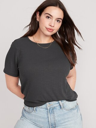 Luxe Ribbed Slub-Knit T-Shirt for Women | Old Navy (CA)