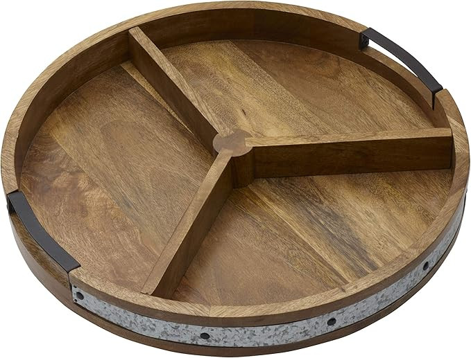 Gourmet Basics by Mikasa Wood Lazy Susan with Galvanized Band Round | Amazon (US)