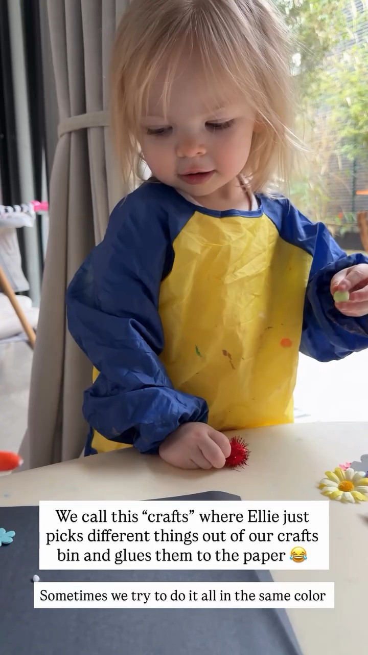 We call this “crafts” where Ellie just picks different things out of our crafts bin and glues them to the paper 😂 Sometimes we try to do it all in the same color

#LTKKids #LTKdayinmylife #LTKmomlife