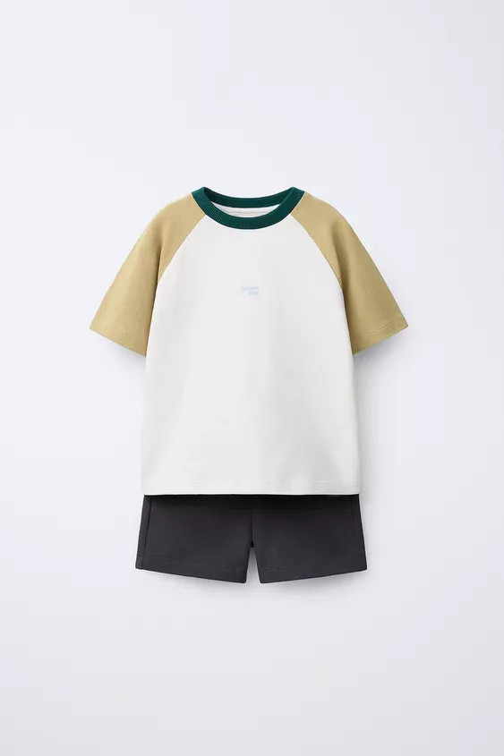 COLOR BLOCK JOGGING T-SHIRT AND SHORTS SET | Zara US