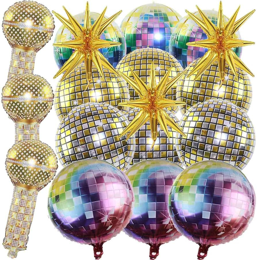 SIMIN 18 PCS Disco Ball Balloons, Huge Explosion Star Aluminum Foil Balloons For Birthday, Bachel... | Amazon (CA)