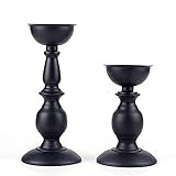 WOMEI Genteltime Classic Elegant Metallic Black Candle Holder Candlestick (Big+Smll) | Amazon (US)