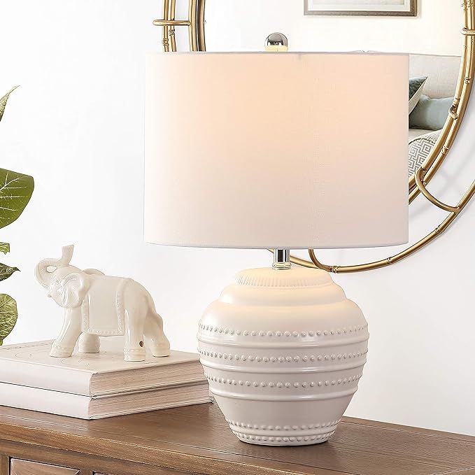 Safavieh Lighting Collection Lenon White Ceramic 22-inch Bedroom Living Room Home Office Desk Nig... | Amazon (US)