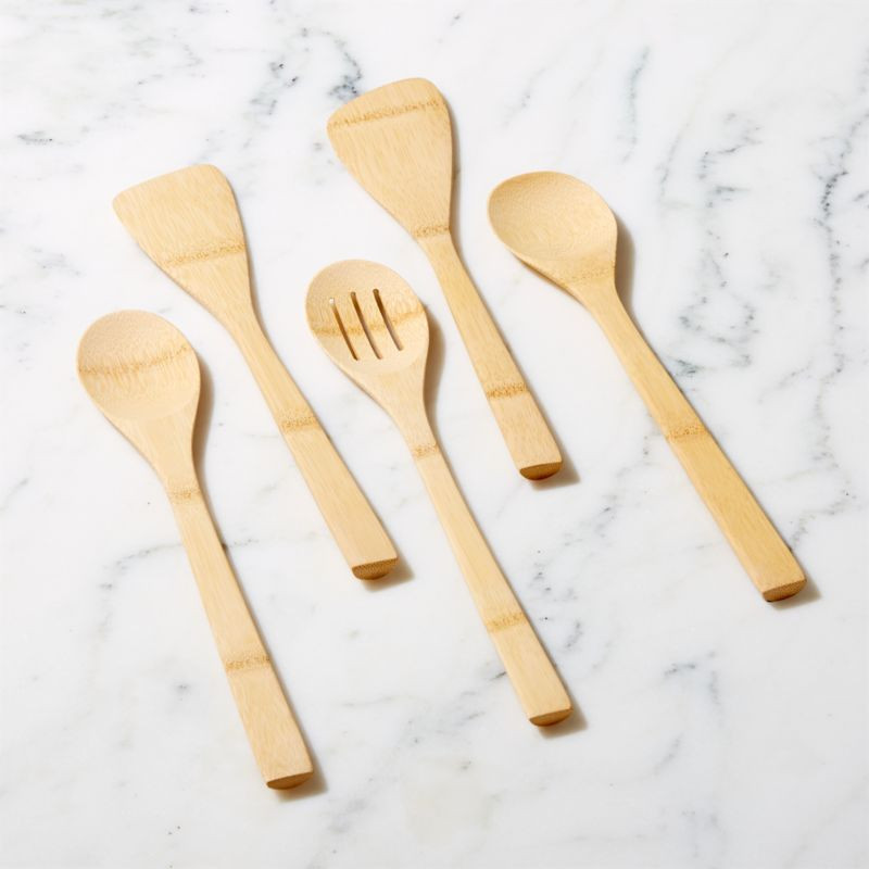 5-Piece Bamboo Utensil Set + Reviews | Crate & Barrel | Crate & Barrel