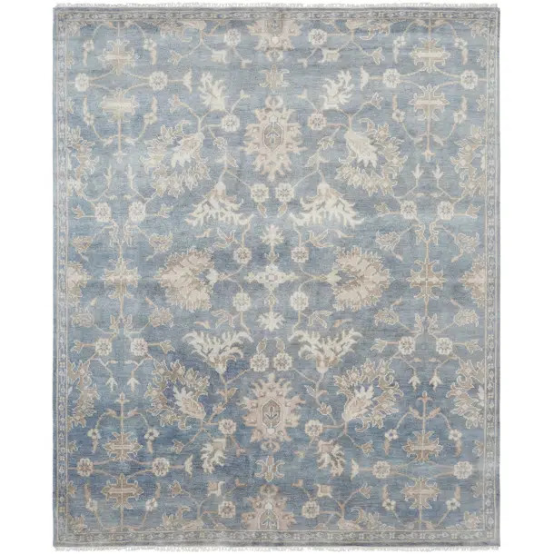 Faucett Wool Oriental Area Rug in Blue | Perigold
