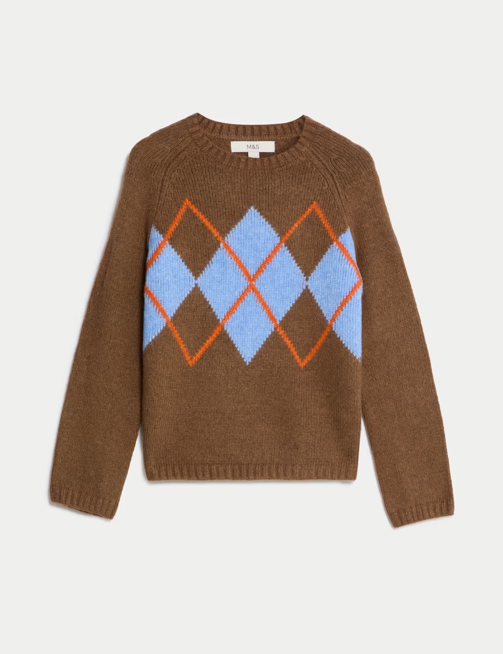 Argyle Crew Neck Jumper With Wool | Marks & Spencer (UK)