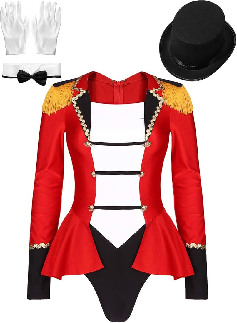 JEEYJOO Adult Swallow-Tailed Leotard Circus Halloween Costume Women's Ravishing Ringmaster Costum... | Amazon (US)