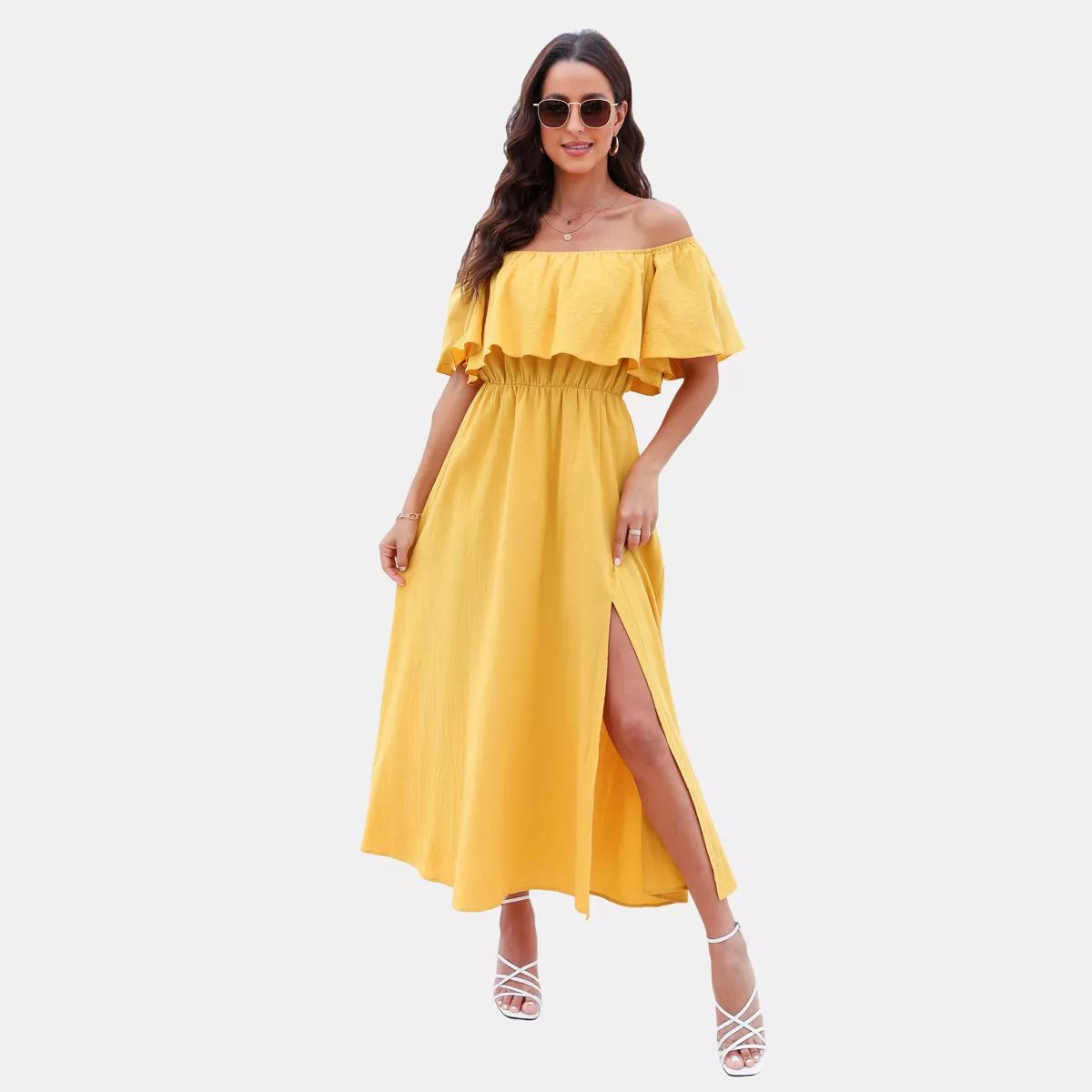 Women's Off Shoulder Ruffle A Line Maxi Dress - Cupshe | Target