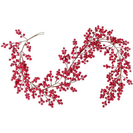 Coolmade Red Berry Garland Christmas Decoration Flexible Artificial Red and Burgundy Berry Garland for Indoor Outdoor Hone 5.58ft | Walmart (US)