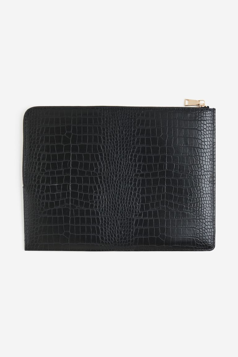 Laptop Case - Black/crocodile-patterned - Ladies | H&M US | H&M (US + CA)