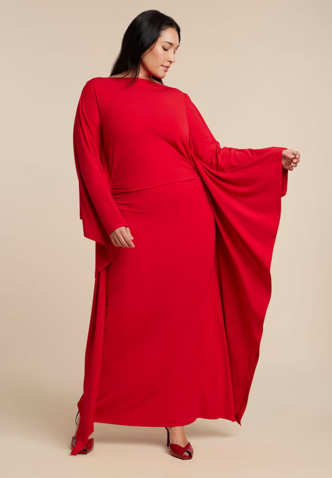 Maxi Dress with Cape Sleeves | Eloquii