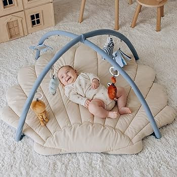 Blissful Diary Shell Baby Play Gym Mat, Softer & Enlarged Tummy Time Mat w 6 Detachable Toys for ... | Amazon (US)