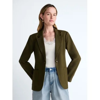 Scoop Women’s and Women's Plus Linen Blend Blazer, Sizes XS-4X | Walmart (US)