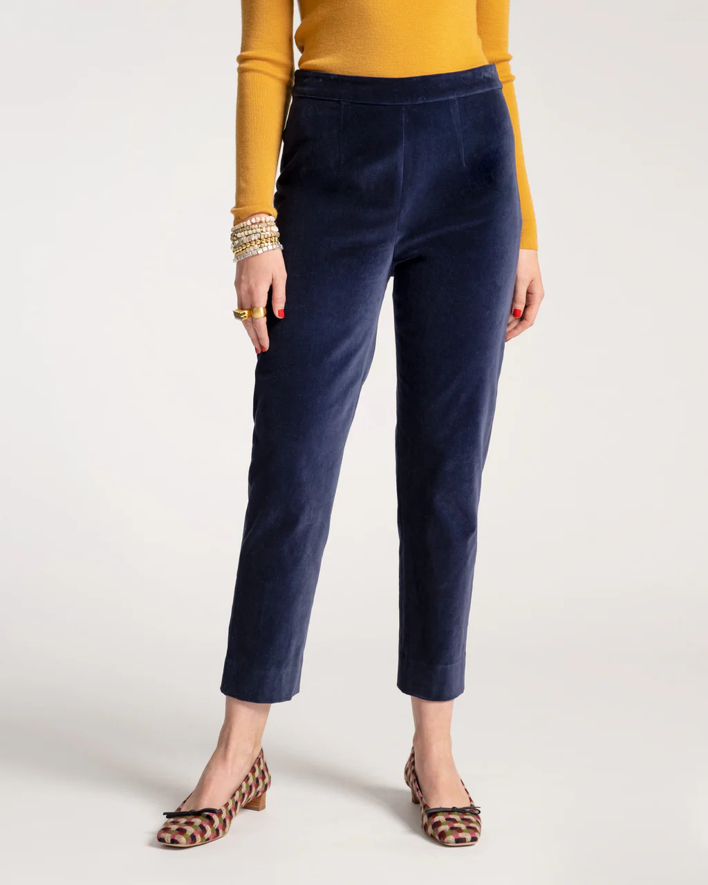 Lucy Pant Stretch Velvet Midnight | Frances Valentine